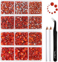 Beadsland 8300PCS Flatback Rhinestones, Orange Rhinestone Nail Gems Round Crystal Rhinestones for Crafts, Mixed 10 Sizes with Wax Pencil and Tweezer Kit, SS3-SS30, Hyacinth