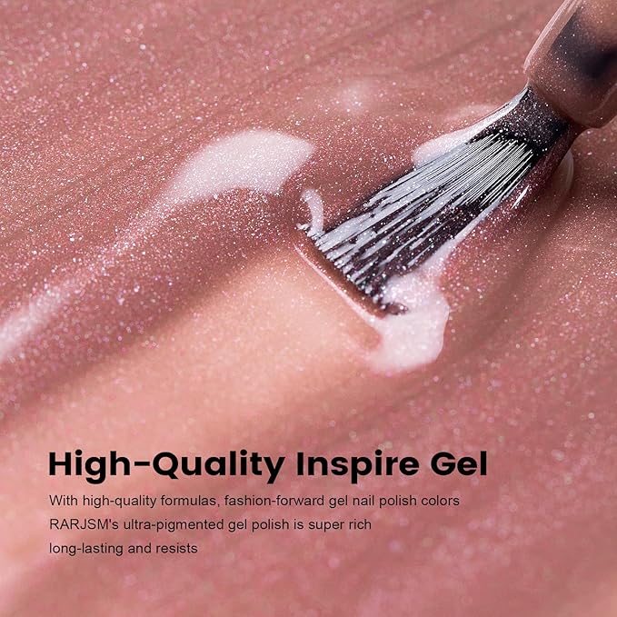 RARJSM Nude Dirty Pink Gel Nail Polish with Silver Pearl Glitter Finish Sheer Jelly Shimmer Gel Polish 15ml UV LED Soak Off Transparent Soft Color Home Salon French Manicure Varnish Curing Requires
