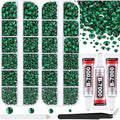 12100Pcs Resin Rhinestones for Crafting with 3Pcs 10ml B7000 Jewelry Glue, 2 Boxes Flatback Crystals Diomand (Emerald Green) for Bedazzling Crafts DIY Nail Art，Non Hotfix Gems for Clothing Shoes