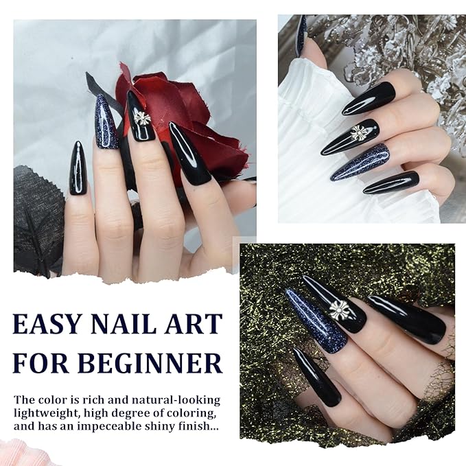 1 Oz/28g Black Dip Powder, Nail Dipping Powder French Powder Pro Collection System Nail Art Starter Manicure Salon DIY at Home, Odor-Free&Long-Lasting, No Needed Nail Lamp Curing