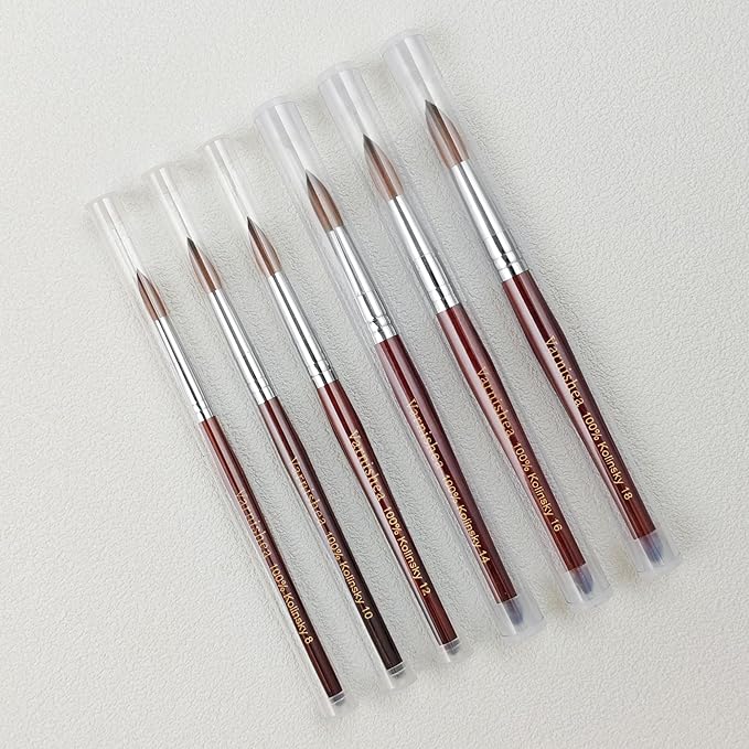 100% Pure Kolinsky Acrylic Nail Brush Solid Wood Handle Professional Manicure Brushes for Powder Nail Acrylic Application - Salon & DIY Nail Art Essentials - Size 14, 1.0 Count