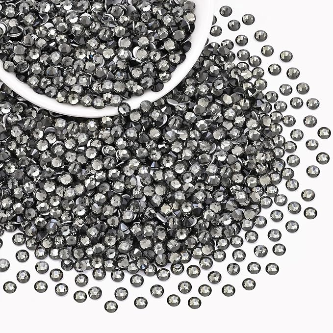 2000PCS SS16/4mm Crystal Rhinestones (Black Diamond), Bedazzling Flatback Glass Rhinestones for Crafting, Gems Diomand Charms for Tumbler Shoes Clothing Mugs Nail Art