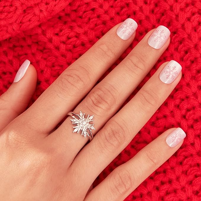 KISS Voguish Fantasy Holiday Press On Nails, ‘Frosty Delights’, Pink, Short Squoval, No Damage To Natural Nails, Pink Gel Nail Glue (2g), Mini Nail File, Manicure Stick, & 28 Fake Nails