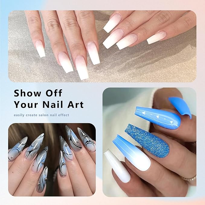 ELLEWIN 480PCS No C Curve Clear Nail Tips, Half Cover Coffin and Almond Nails for Acrylic Nails Kit, 10 Sizes Soft Gel Fake Nails Extension for Salons and Home DIY Gifts