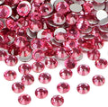 2880PCS Art Nail Rhinestones Non Hotfix Glue Fix Round Crystals Glass Flatback for DIY Jewelry Making with one Picking Pen (ss10 2880pcs, Fuchsia)