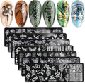 JERCLITY 8pcs Nail Stamping Plates Nail Stamping Kit Rose Fruit Animal Snake Image Plates Nail Art Design Template Print Nail Stamper Kit for Women