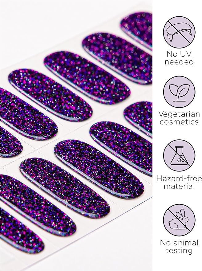 Nail Polish Strips – 32PCS UV Free Salon Quality Wraps, Long Lasting Gel Nail Stickers for Women (Electric Violet)