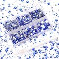 AD Beads 4300 Pieces Flat Back Nail Art Rhinestones Round Beads 6 Sizes (2-6.5mm) with Storage Organizer Box,Rhinestones Picking Pen for Nail Art Phone Decorations Crafts DIY (Royal Blue)
