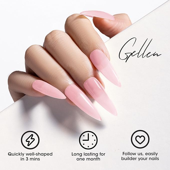 Gellen Builder Gel, Nail Extension UV Nail Gel Set Acrylic Nail Gel Kit, Easy DIY Home Gel Manicure - Pink Nudes Peach 4 Colors Hard Ge l Builder 15ml