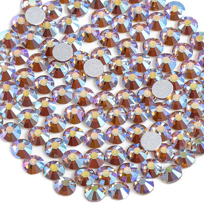 Beadsland 2880pcs Flat Back Crystal Rhinestones Round Gems for Nail Art and Craft Glue Fix, Lt.Colorado Topaz AB, SS20,4.6-4.8mm