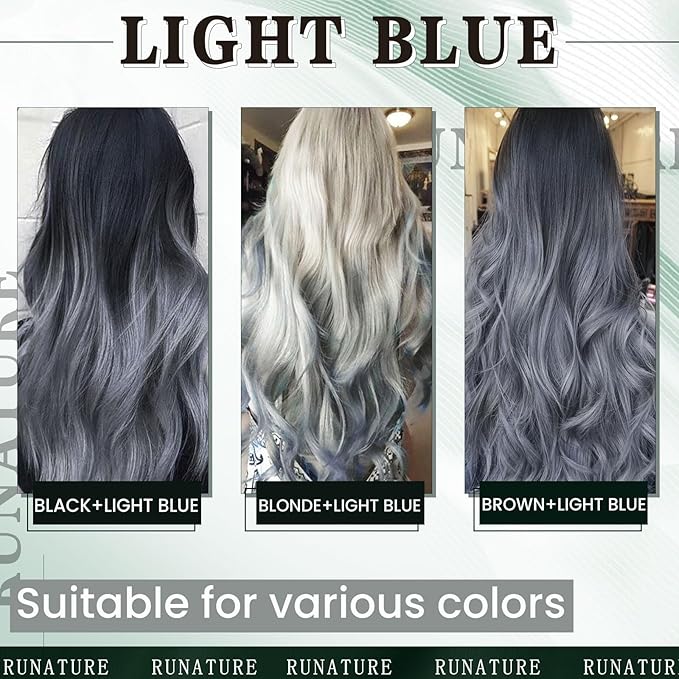 RUNATURE U Tip Hair Extensions Real Human Hair 22 Inch 25g Light Blue Hair Extensions Invisible Hot Fusion Blue Extensions Hair Highlight Party Long Lasting Comfortable for All Day Wearing 25s