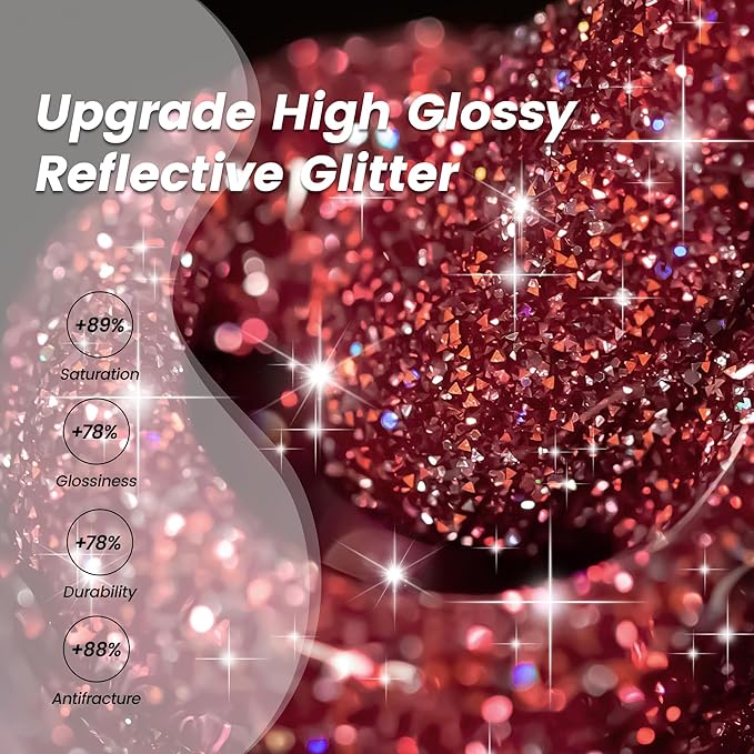 YTD Likomey Colorful Reflective Glitter Gel Nail Polish,15ml Red Flash Diamond Shimmer Nails Gel,Sparkly Shiny Salon Home Fall Winter Manicure UV Varnish,SZ395