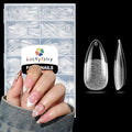 Almond Nail Tips: 240pcs Pointed Almond Soft Gel Nail Tips, Pre-shape Short Nails, Half Matte Full Cover Clear Acrylic Fake Press On Nails for Nail Extension Home Nail Art 12 Sizes Gelly Tips