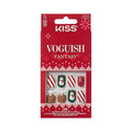 KISS Voguish Fantasy Holiday Press On Nails, ‘Snow Pops’, Multicolor, Short Squoval, No Damage To Natural Nails, Pink Gel Nail Glue (2g), Mini Nail File, Manicure Stick, & 28 Fake Nails