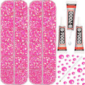 11000Pcs Jelly Hot Pink AB 2/3/4/5mm Flatback Rhinestones with Glue for Bedazzling Crafting Clothing Clothes Crafts Shoes Nail Art, Resin Flat Back Gems Crystals Diamonds Gemstones Jewels Stones Kit