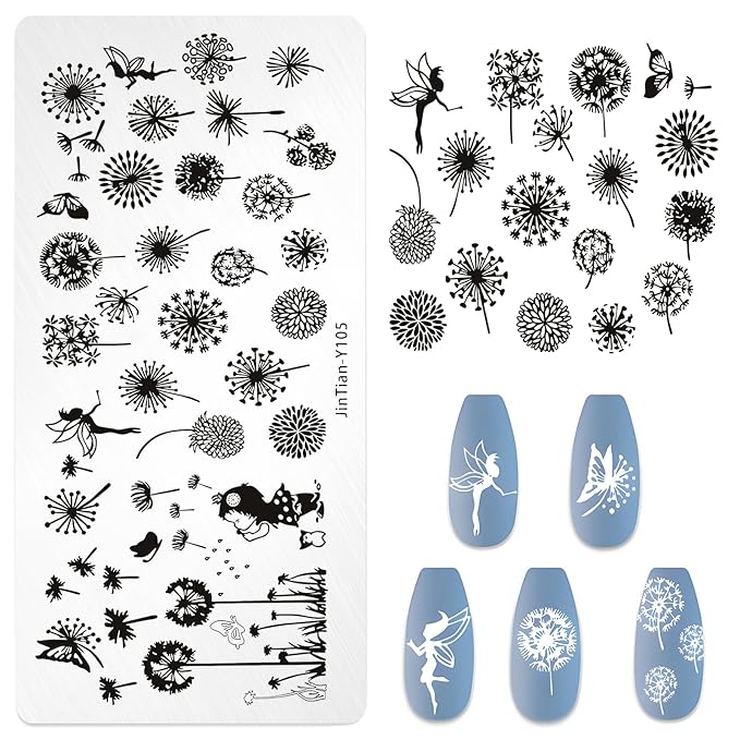 7pc Nail Stamping Plate Kit Letter Butterfly Nails Stamp Plate Lace Flower Geometric Nail Art Template Stencil Fingernail Polish Stamps Plates Set Stamper Scraper French Tips Nails Design Tools