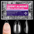 Short Gel Nails Kit: Perfect Natural-Looking 12 Sizes Almond Clear Press on Nail Tips - Professional Acrylic Nail Extensions Full Cover Pre-Shaped Fake Nails for Salon DIY at Home(312pcs)