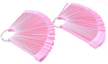 2 Sets 100 Tips Fan Shape Plastic Nail Art Tips Display Polish Board Display Practice Sticks with Metal Split Ring Holder (Pink)