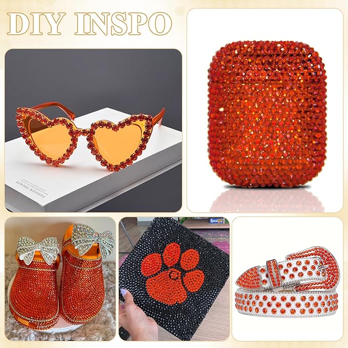400PCS SS30/6mm Crystal Rhinestones (Orange/Hyacinth), Bedazzling Flatback Glass Rhinestones for Crafting, Gems Diomand Charm for Tumbler Shoes Clothing Mugs Nail Art