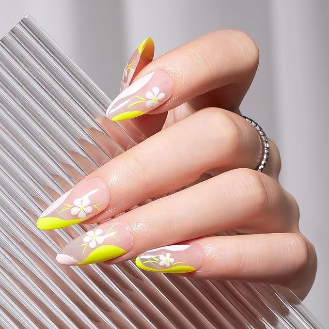 MAYCHAO Neon Yellow Swirl Gel Liner Nail Art Polish, 8ml Spring Summer Bright Yellow Gel Color Built-in Thin Brush, UV Light Cure for French Nail Tips DIY Manicure at Home Salon