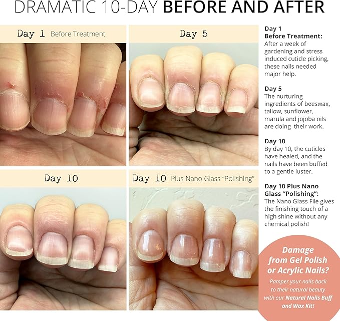 Just Like Jane™ Natural Nails Buff & Wax Kit - New Nano Glass File for Higher Shine!