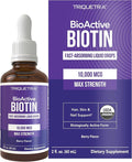 Triquetra Health Biotin Hair Support for Women – Organic 10000mcg USP Grade – Premium Liquid Supplement for High Absorption – Supports Healthy Hair, Skin & Nails – Berry Flavor – 180 Servings – 2 oz