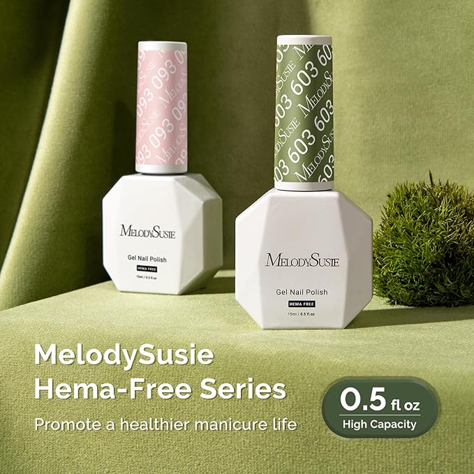 MelodySusie Hema Free Gel Nail Polish, 0.5 Fl Oz Thick Olive Green Gel Polish, Non Toxic, Long Lasting, Soak Off UV Nail Polish, Manicure Nail Design Salon DIY Nail Art at Home 603