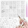 240 Pcs 3D Silver Nail Charms, Alloy Cross Star Crown Bows Nail Silver Charms, Shiny Planet Metal Nails Art Charms Snake Charm for Acrylic Nails DIY Y2K Accessories