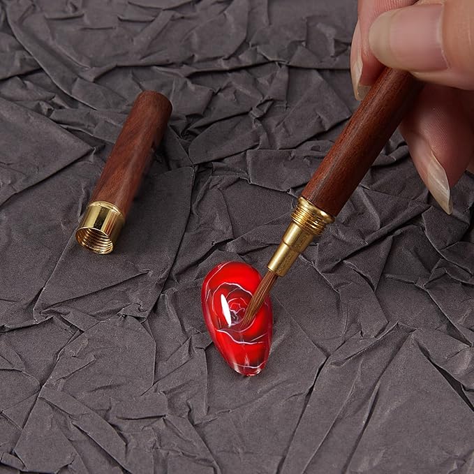 SILPECWEE Kolinsky Nail Art Brush, Nail Drawing Painting Pen 3D Carving Flower, Lines, Ombre Nail Design Tool Acrylic Manicure Brushes