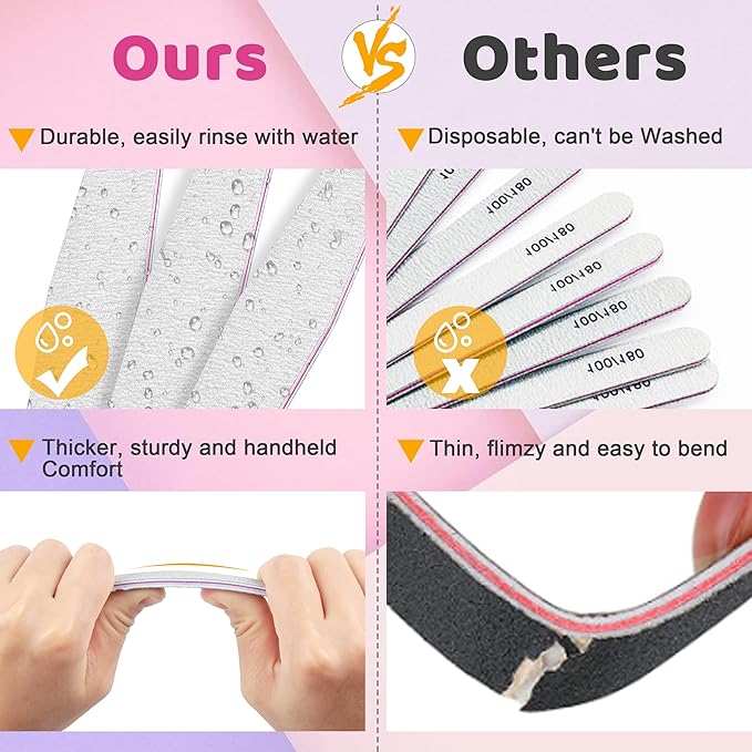 80/80 Grit, 12pcs nail file for Poly Nail Extension Gel Emery Boards, for Acrylic Nails Coarse for False Nails Manicure Pedicure Tools for Home Salon