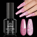 Beetles Glitter Pink Gel Polish, 1Pcs 15ml Glitter Diamond Gel, Fairy Kisses Hot Pink Nails Soak Off Sparkle Pink Polish Uv Nail Lamp Nails Art Manicure Salon DIY Spring Gift for Women