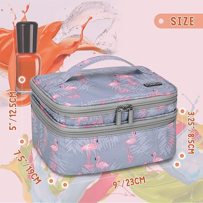 LUXJA Nail Polish Carrying Case - Holds 30 Bottles (15ml - 0.5 fl.oz), Double-layer Organizer for Nail Polish and Manicure Set, Flamingo (Bag Only)