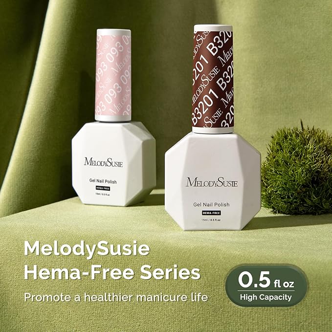 MelodySusie Hema Free Gel Nail Polish, 0.5 Fl Oz Thick Red Walnut Brown Gel Polish, Non-Toxic, Long Lasting, Soak Off UV Nail Polish, Manicure Nail Design Salon DIY Nail Art at Home B3201