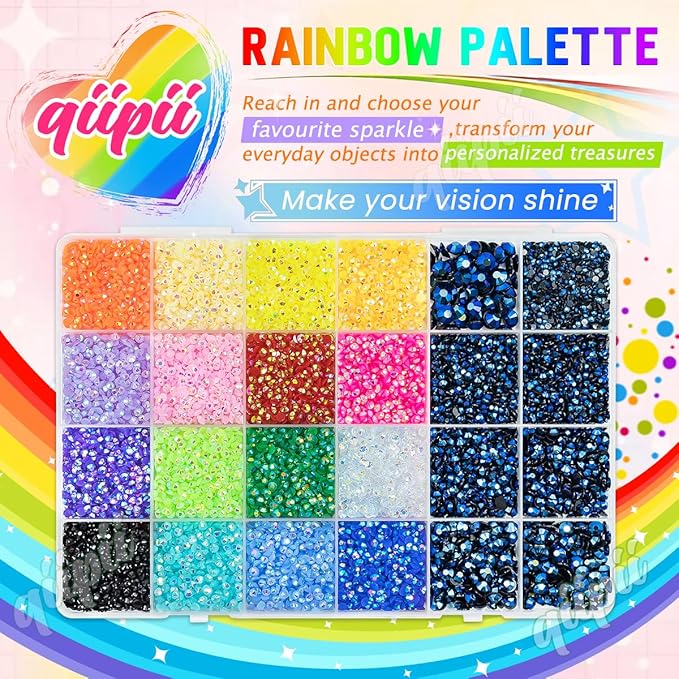 2mm-6mm Ink Blue Resin Rhinestones w B7000 Glue for Crafting Bedazzling Flatback Colorful Jelly Stones Diamonds Gems Bedazzler Kit for Nails Face Eyes Makeup Tumblers Bottles DIY Crafts Shoes