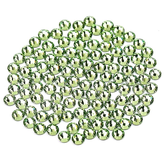 Novani Crystal Rhinestones, Flatback Loose Gemstones 1440pcs Glass Rhinestones for Clothes Shoes Crafts Makeup Nail Art and DIY Decorations(SS16, Light Green)