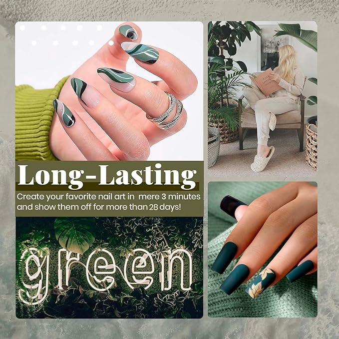 Beetles Green Gel Polish Set - 6 Colors Dark Green Baby Blue Gray Spring Color Gel Nail Polish Misty Soak Off DIY Home Uv Nails Gifts for Women Girls st patricks day