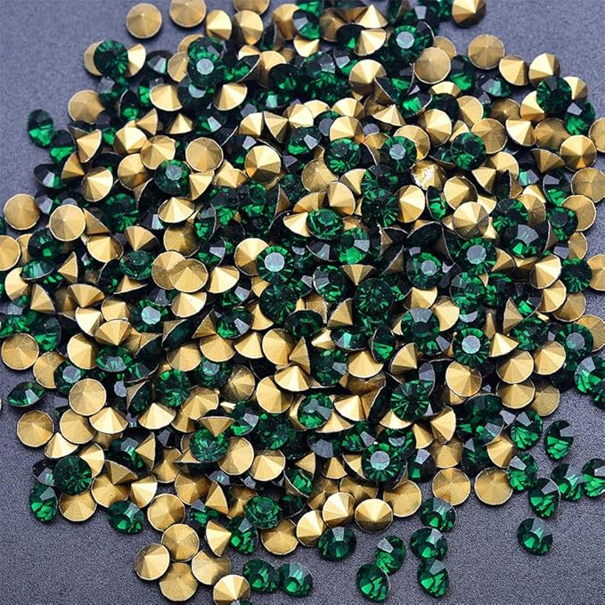 1440pcs Rhinestones Round Point Back Crystal Gem Glass Diamante Rhinestones Nail Art Decoration Jewelry Finding Beads Craft Gems (Dark Green, 2.5mm)