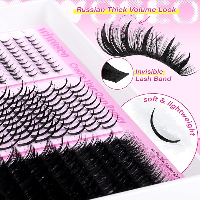 wiwoseo Spiky Lash Clusters with Bottom Lashes Clusters Kit Volume Lash Spikes Cluster Eyelash Extensions Kit Mink Eyelash Clusters Spiky Cluster Lashes Clusters with Bond and Seal(Bottom+Spikes+100D)