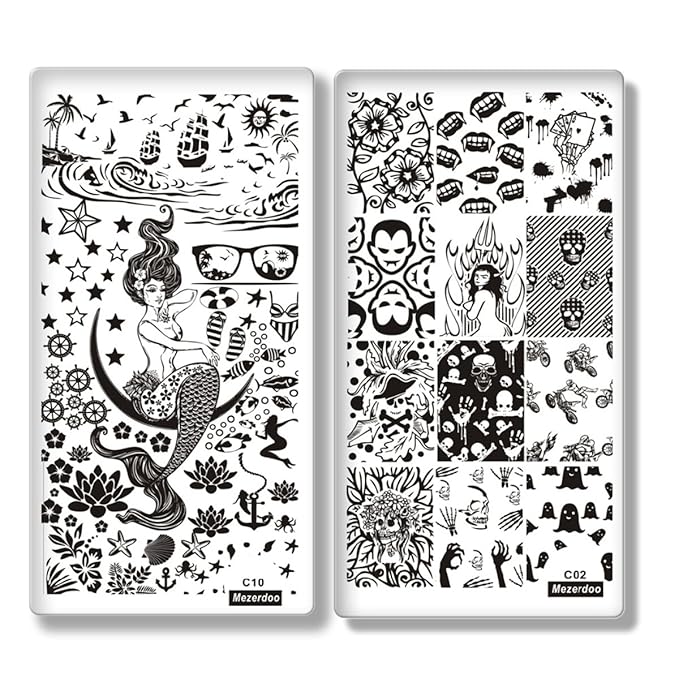Mezerdoo 10Pcs/lot Creative Design Nail Stamping Plates Template Mermaid Girl Image Stamping Plate