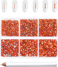 Beadsland 7200pcs Flatback Rhinestones,Orange Rhinestone Nail Gems Round Crystal Rhinestones for Crafts,Mixed 6 Sizes with Wax Pencil Kit, SS3-SS10,Hyacinth/Orange