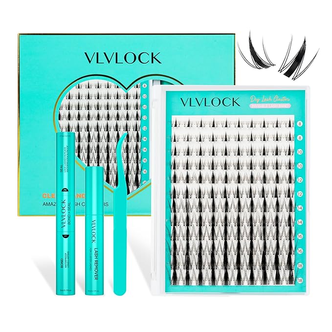 Fairy Lash Clusters Kit Natural Look Manga Lash Clusters Wispy D Curl Cluster Eyelash Extensions 8-18MM Wispy Waterproof Lash Extensions Kit with Invisible Lash Band(PIXIE Kit)
