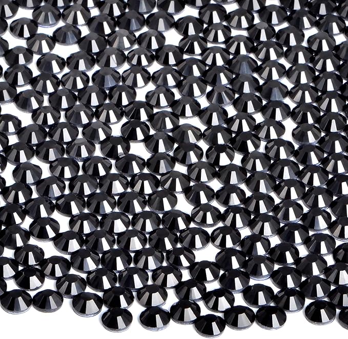 2880 Pieces SS8 Black Hotfix Rhinestones Flatback Round Crystal Glass Rhinestones Gems for Crafts Nail Face Art Clothes Shoes Bags DIY