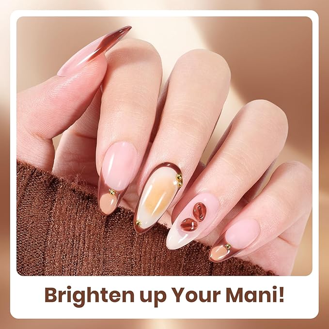 Beetles Brown Gel Polish Set - Toasty Aroma Collection, 6 Colors Nude Brown Trendy Colors Uv LED Lamp Salon DIY at Home Nails Gifts for Women