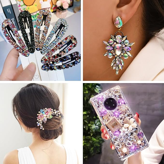 Craftdady 1782Pcs Pointed Back Glass Rhinestones 2/3/4mm Crystal AB Charms Small Crystals Gems Bulk for Nail Decorations Wedding Bouquet Jewelry Making