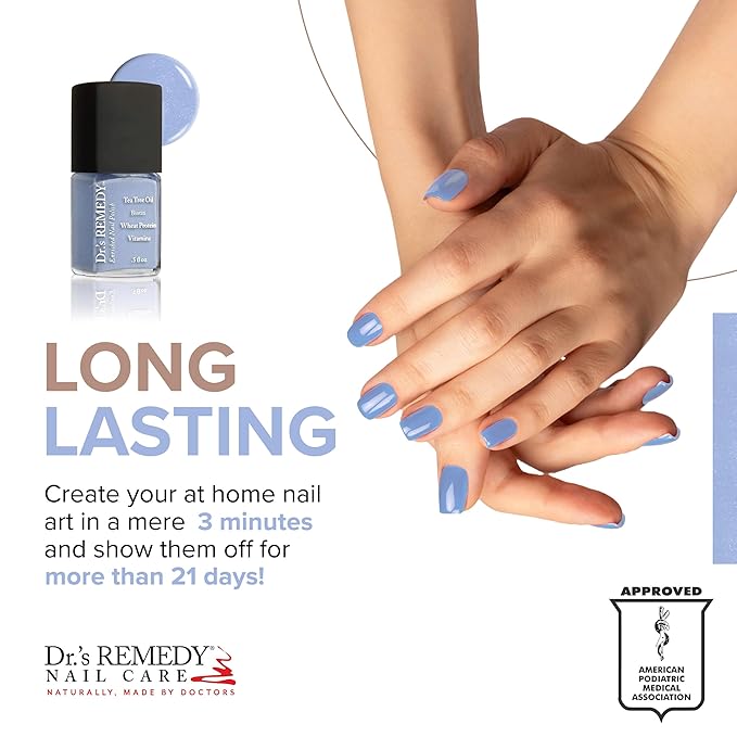 Dr’s Remedy 3 Pack Nail Polish Kit, SENSATIONAL Sparkle Trio, Non Toxic and Organic All Natural Enriched Nail Strengthener - REFLECTIVE Rose/PERCEPTIVE Periwinkle/PLAYFUL Pink