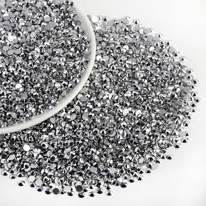 Beadsland Flatback Rhinestones Bulk,14400pcs Silver Rhinestones for Nails Crafts Clothes DIY Decoration, Silver Hematite, SS16, 3.8-4.0mm