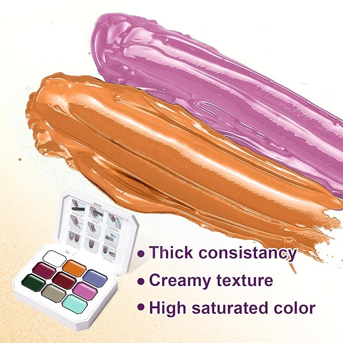 Gradient Gel Nail Set, 9 Colors Ombre Gel Nail Polish with 6 Aurora Multi-Purpose Brushes for Pigment Pat Nails French Manicure Nail DIY Painting Soak Off UV T Vintage Jewelry