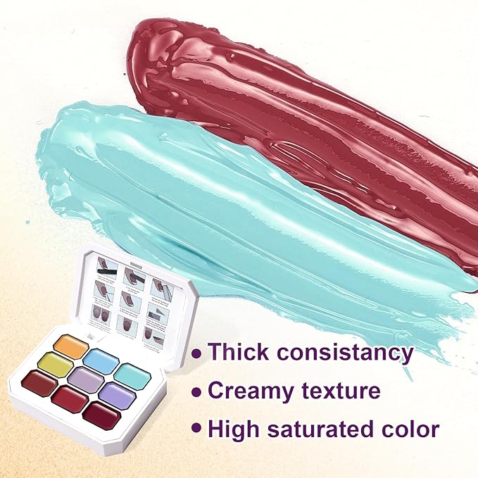 Gradient Gel Nail Set, 9 Colors Ombre Gel Nail Polish with 6 Aurora Multi-Purpose Brushes for Pigment Pat Nails French Manicure Nail DIY Painting Soak Off UV F Tropic Dusk
