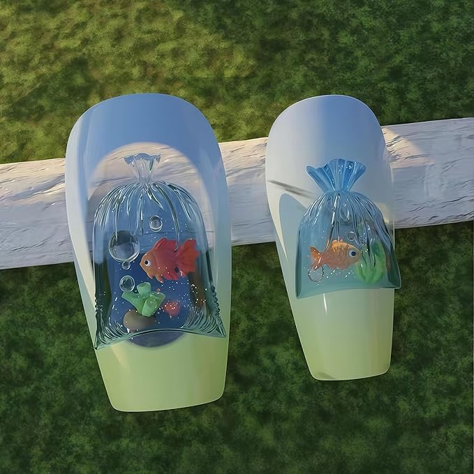 3D Marine Elements Nail Mold Multiple Shapes Teeth Wind Chimes Silicone Nails Molds Accessories Gel Plastic Bag Art Manicure Tools