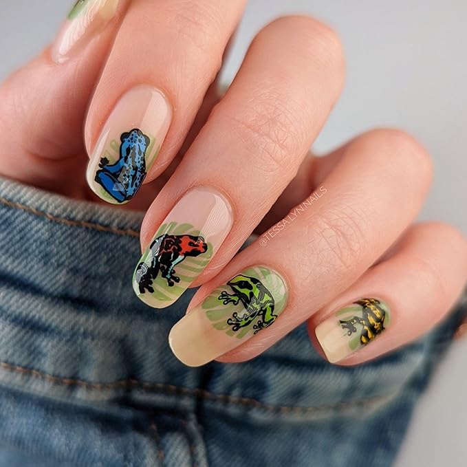 Maniology Forest Wonders Nail Stamping Plate Set, Mushrooms Frogs Manicure, Rainforest Woods Animal Nail Art (Magic Mushrooms (M280), Hop To It (M303))